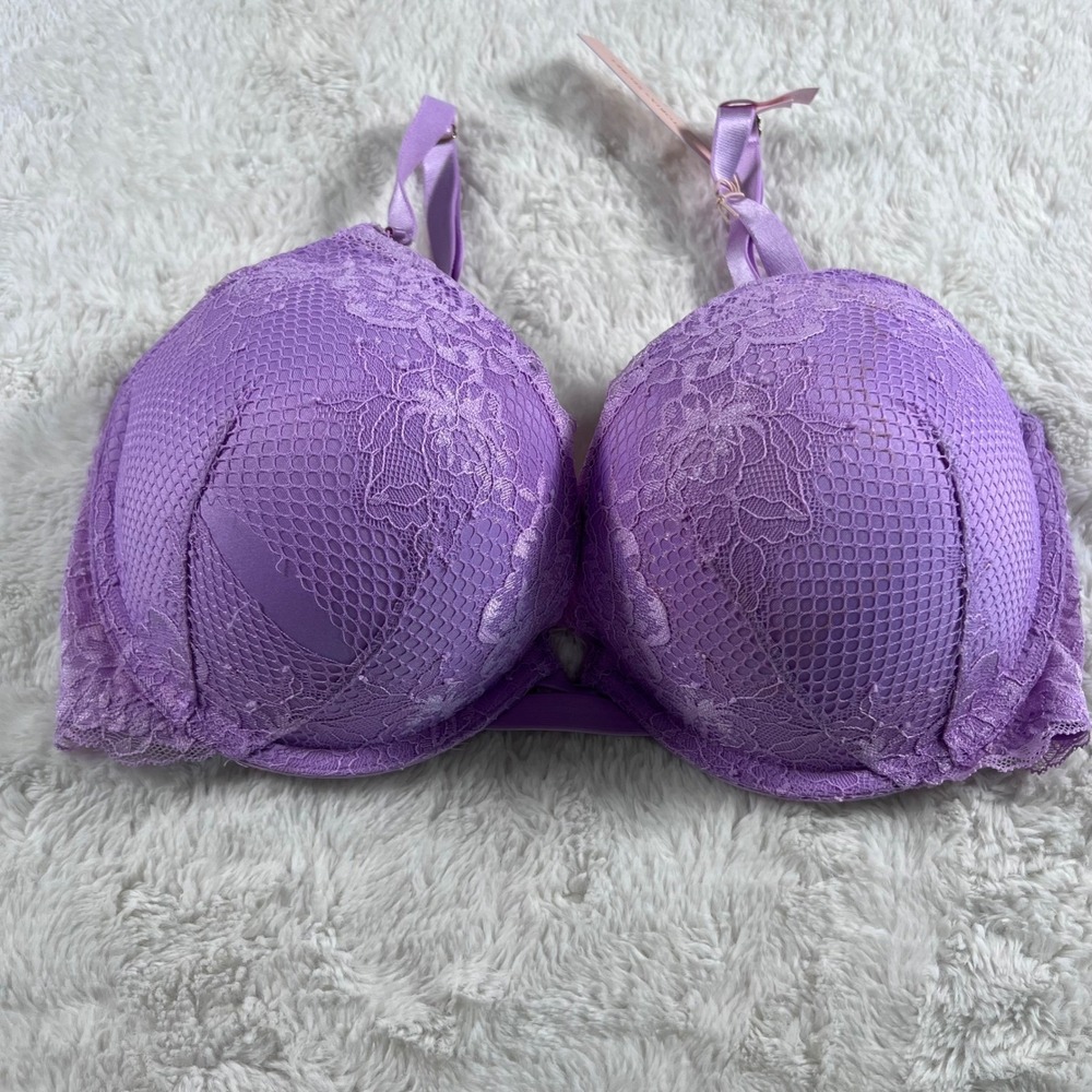 Victorias Secret Very Sexy Push-Up Bra Purple Floral Lace 34DDD 335221-QFK NEW